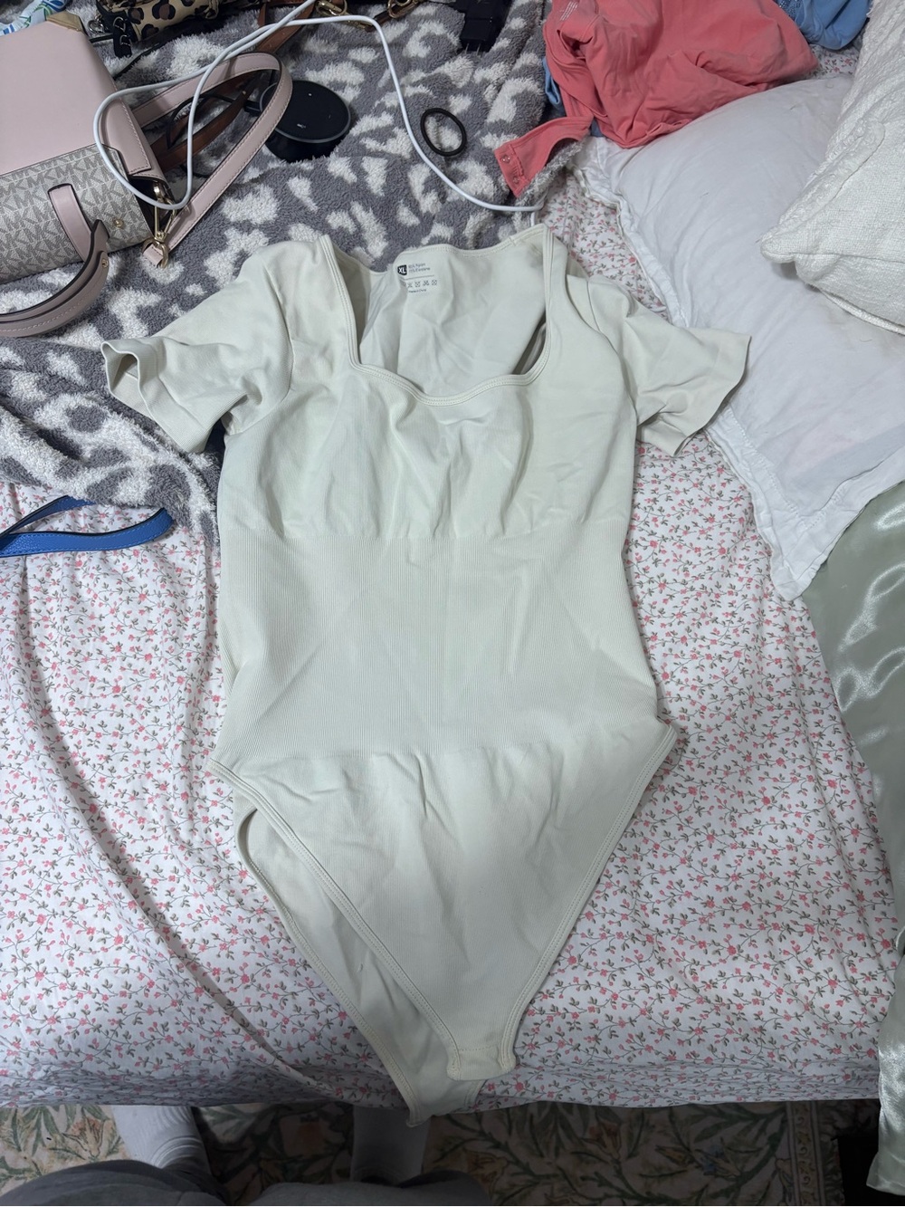 Cream Short Sleeve Bodysuit